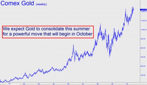 We expect gold to consolidate We expect Gold to consolidate this summer for a powerful move that will begin in October